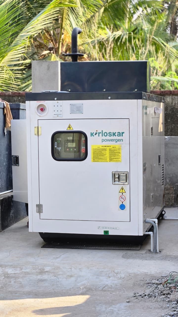 Kirloskar Powergen diesel generator on terrace installation